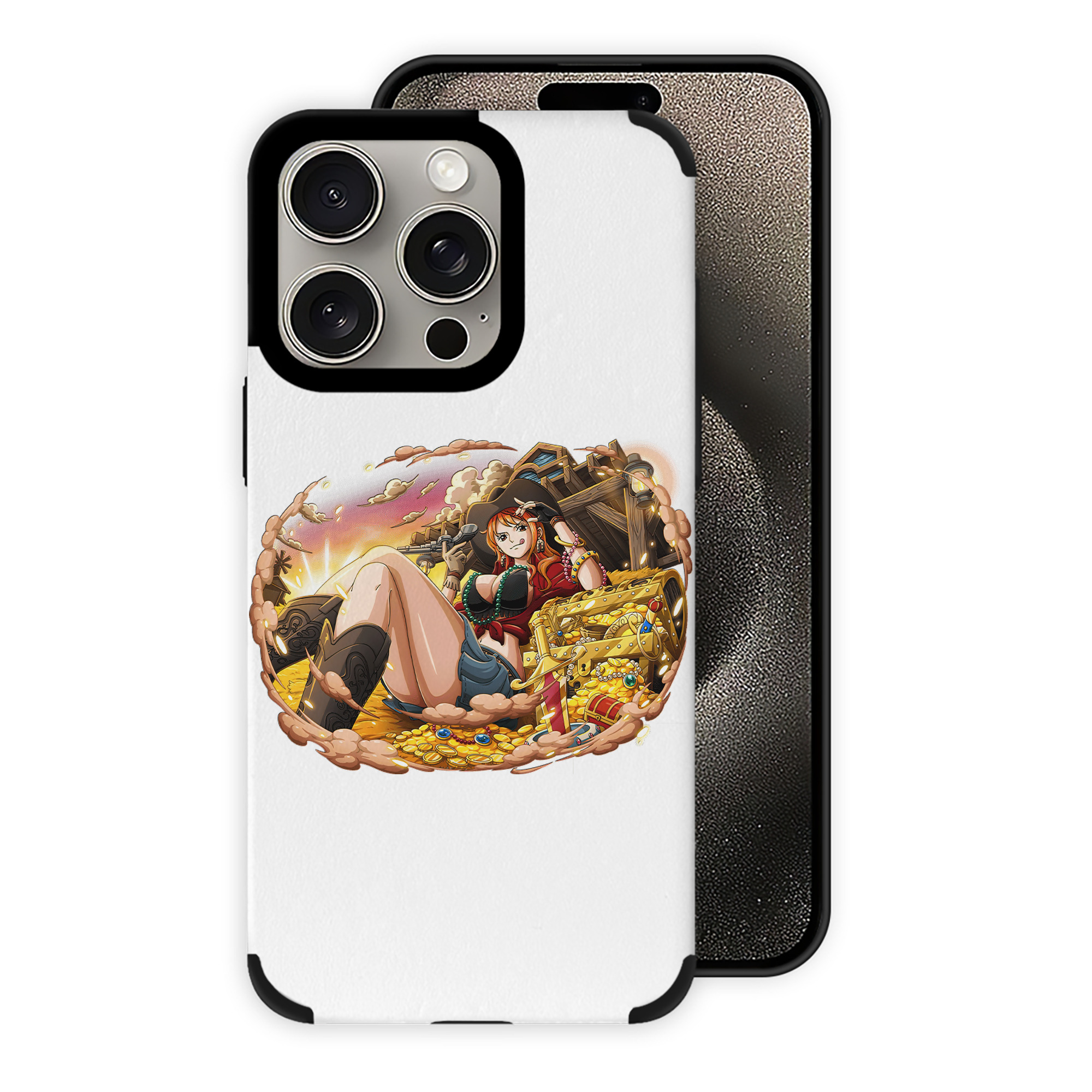 （画像用） ワンピース ナミ ONE PIECE Nami 【iPhone15ProMax対応】 PUレザー スマホケース 耐衝撃＆黄変防止