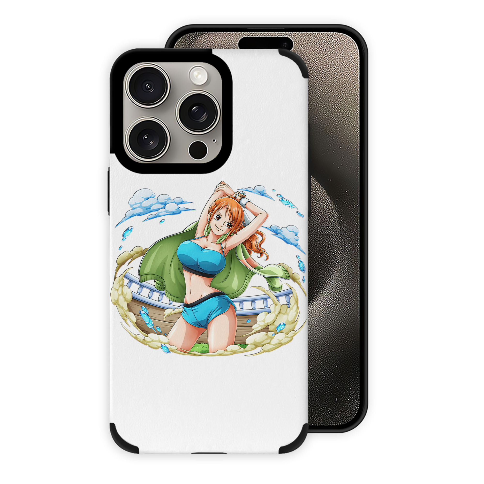 （画像用） ワンピース ナミ ONE PIECE Nami 【iPhone15ProMax対応】 PUレザー スマホケース 耐衝撃＆黄変防止