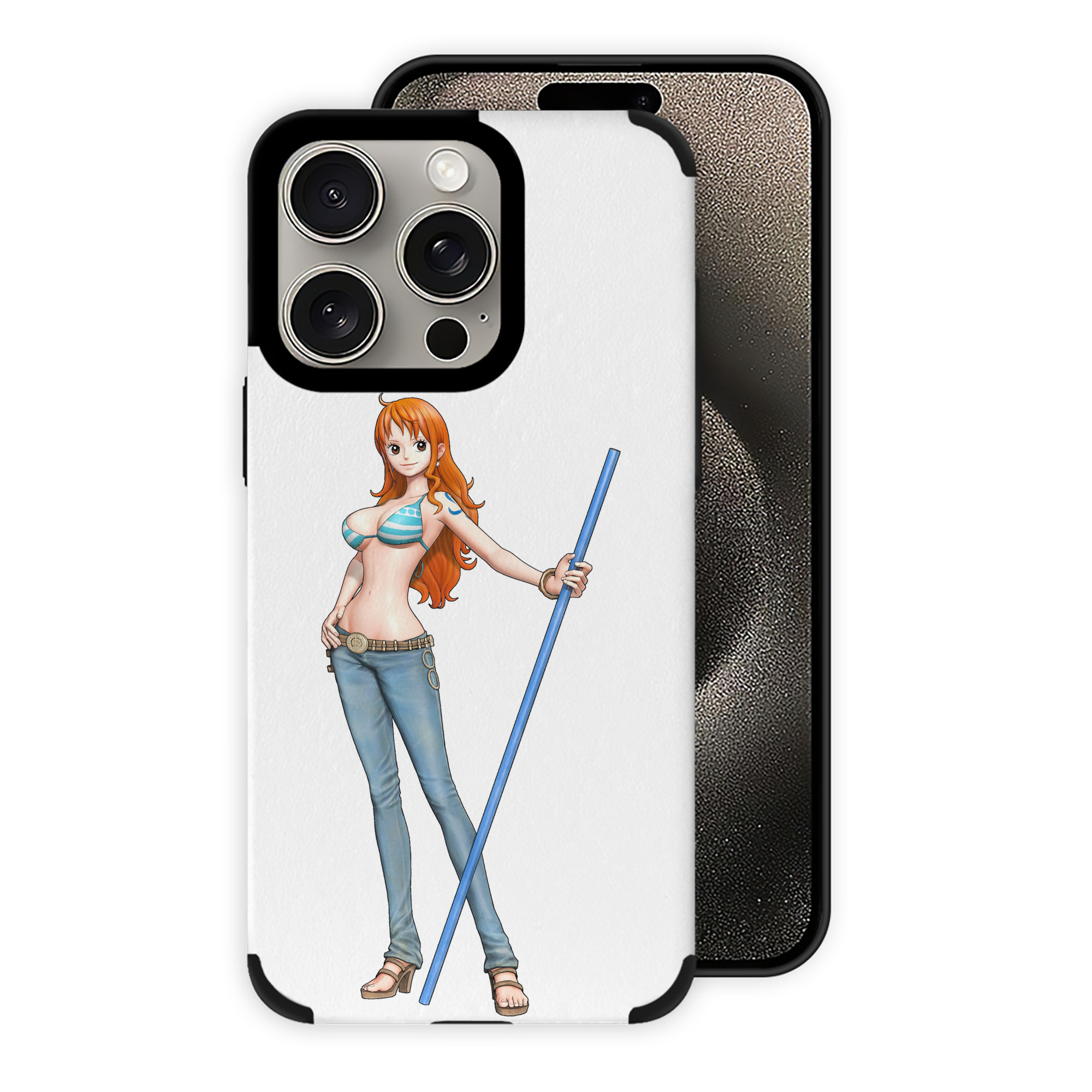 （画像用） ワンピース ナミ ONE PIECE Nami 【iPhone15ProMax対応】 PUレザー スマホケース 耐衝撃＆黄変防止