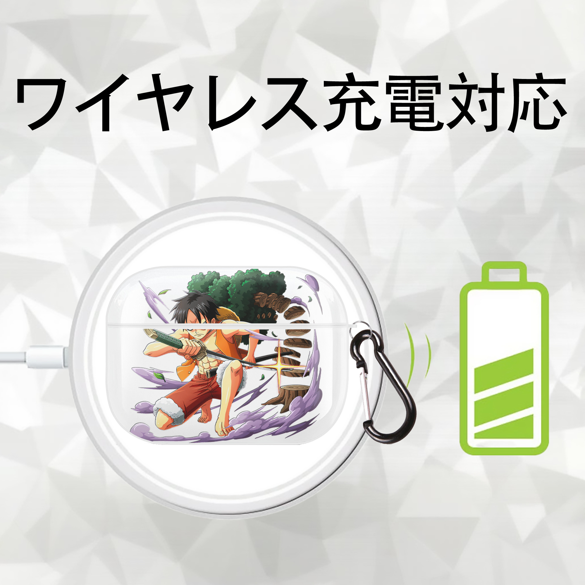 ワンピース モンキー・D・ルフィ ONE PIECE Monkey D. Luffy 【AirPods Pro用】ハードシェル保護ケース 耐衝撃・防指紋・カラビナ付き商品仕様