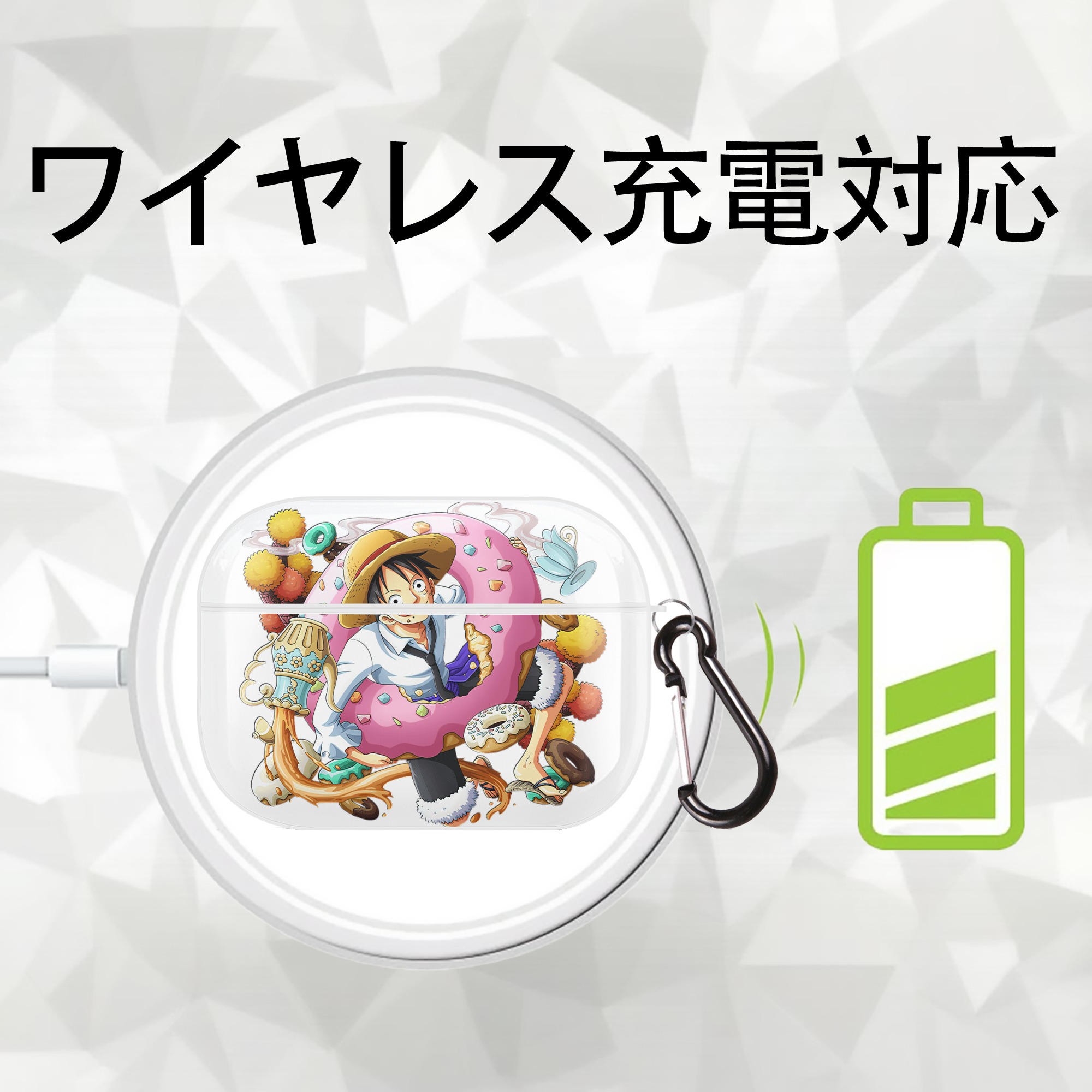 ワンピース モンキー・D・ルフィ ONE PIECE Monkey D. Luffy 【AirPods Pro用】ハードシェル保護ケース 耐衝撃・防指紋・カラビナ付き商品仕様