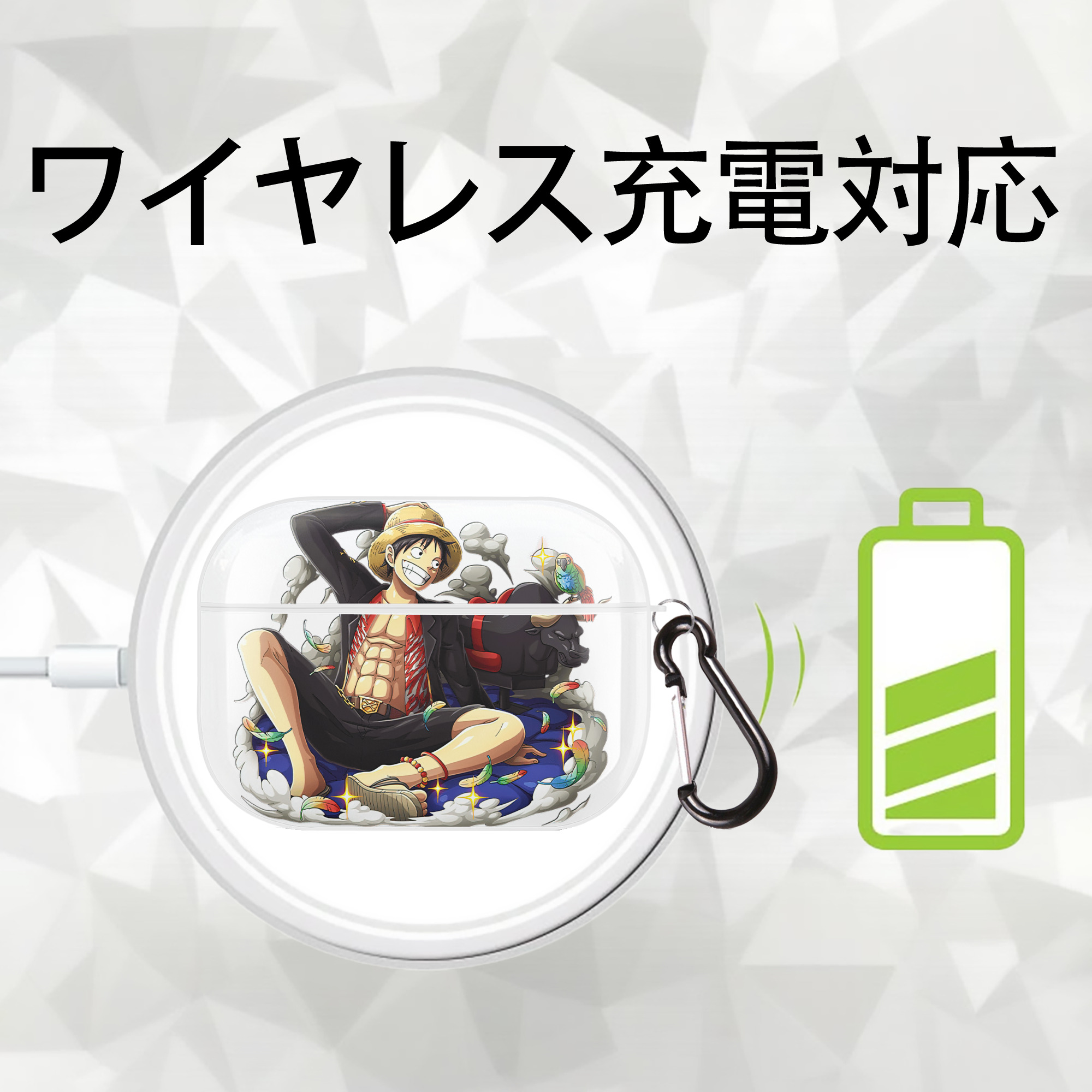 ワンピース モンキー・D・ルフィ ONE PIECE Monkey D. Luffy 【AirPods Pro用】ハードシェル保護ケース 耐衝撃・防指紋・カラビナ付き商品仕様