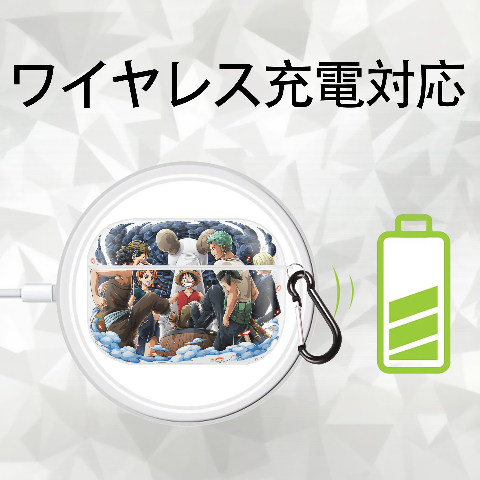 ワンピース モンキー・D・ルフィ ONE PIECE Monkey D. Luffy 【AirPods Pro用】ハードシェル保護ケース 耐衝撃・防指紋・カラビナ付き商品仕様