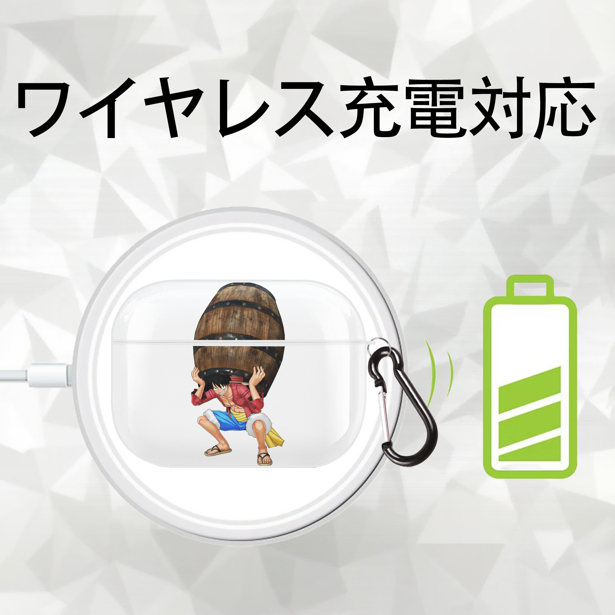 ワンピース モンキー・D・ルフィ ONE PIECE Monkey D. Luffy 【AirPods Pro用】ハードシェル保護ケース 耐衝撃・防指紋・カラビナ付き商品仕様