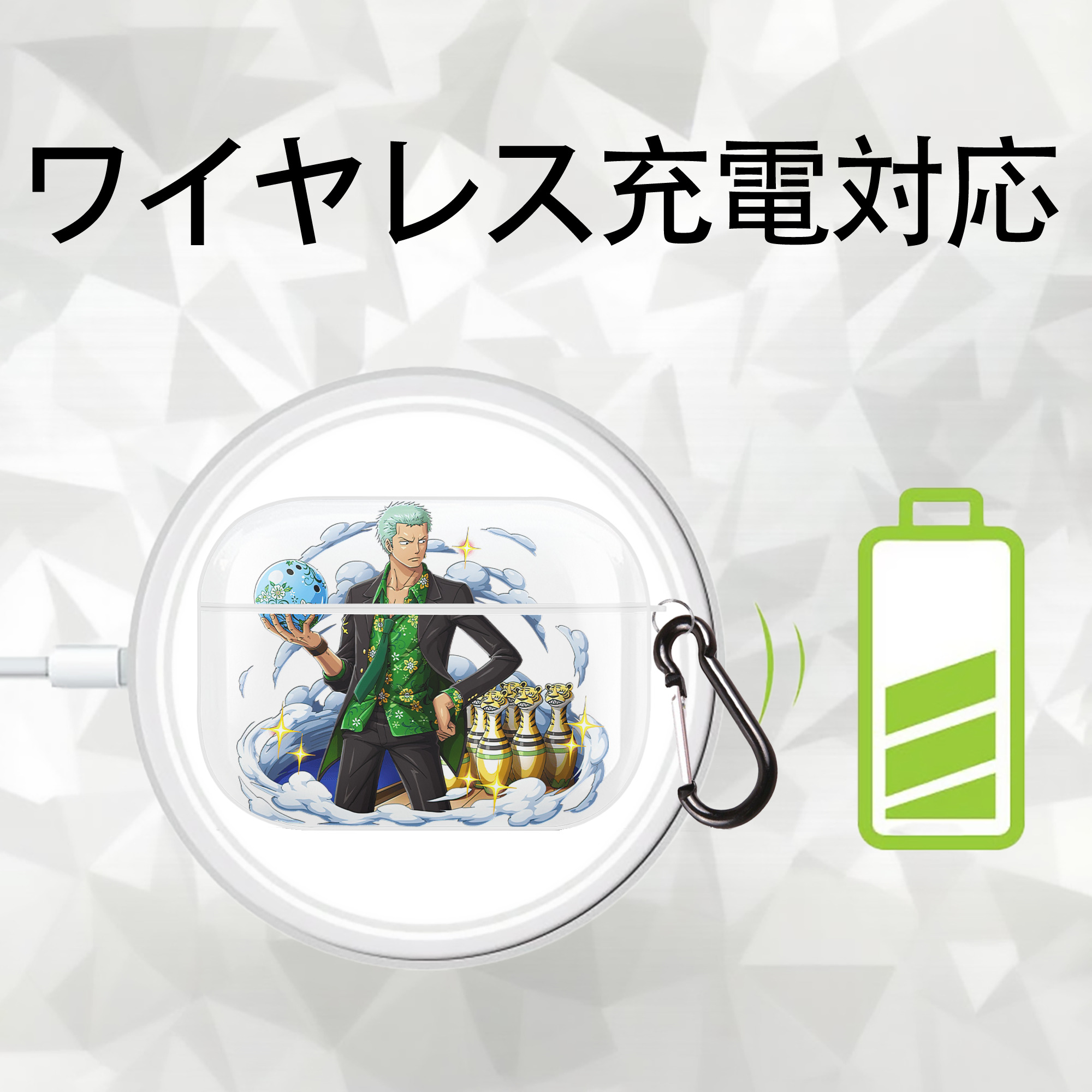 ワンピース ロロノア・ゾロ ONE PIECE Roronoa Zoro 【AirPods Pro用】ハードシェル保護ケース 耐衝撃・防指紋・カラビナ付き商品仕様