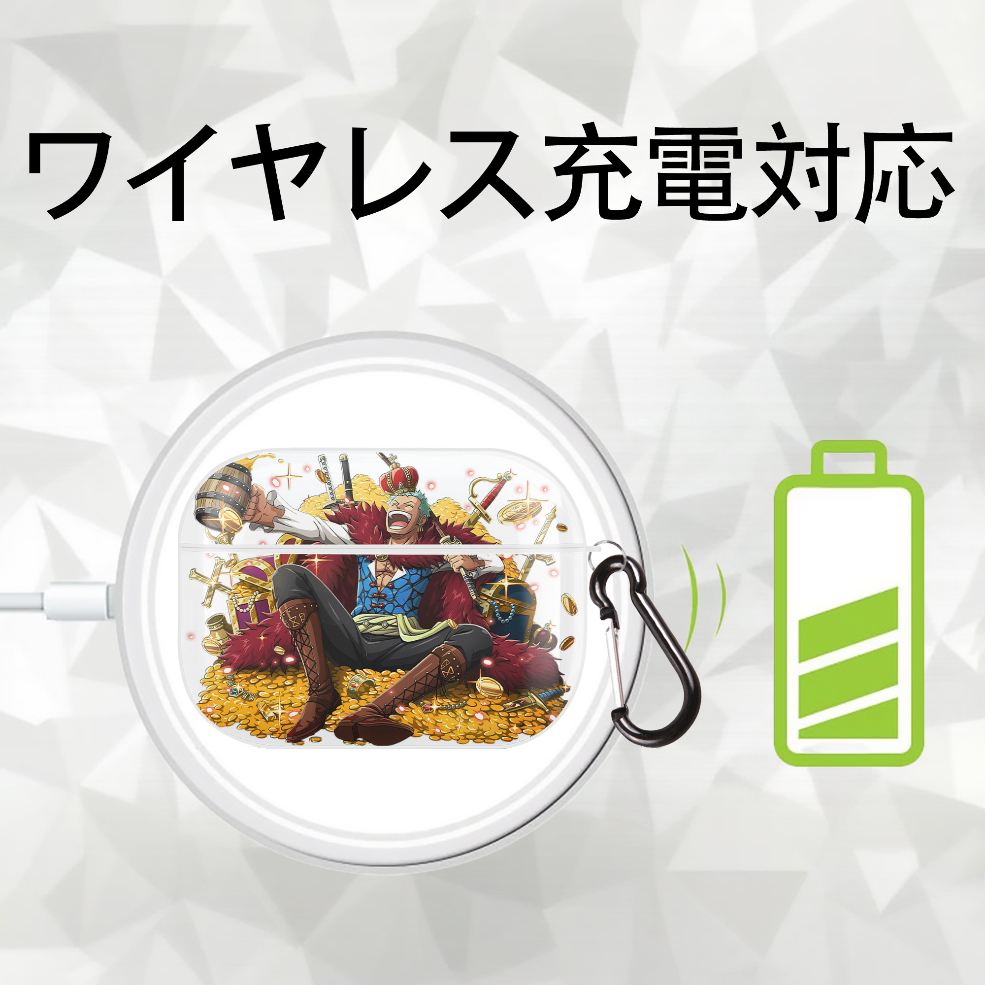 ワンピース ロロノア・ゾロ ONE PIECE Roronoa Zoro 【AirPods Pro用】ハードシェル保護ケース 耐衝撃・防指紋・カラビナ付き商品仕様