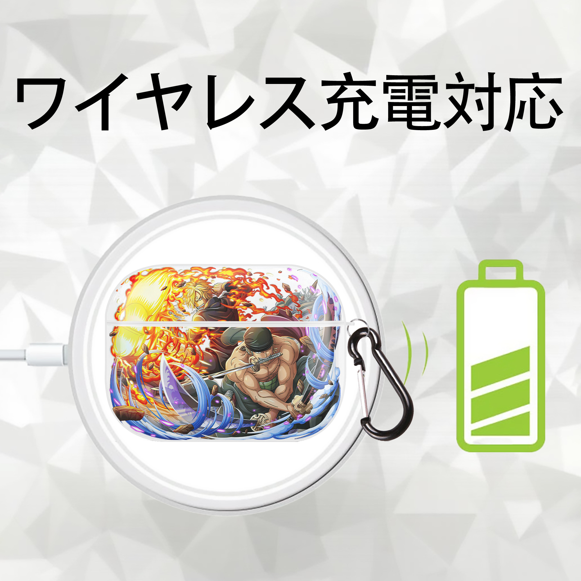 ワンピース ロロノア・ゾロ ONE PIECE Roronoa Zoro 【AirPods Pro用】ハードシェル保護ケース 耐衝撃・防指紋・カラビナ付き商品仕様