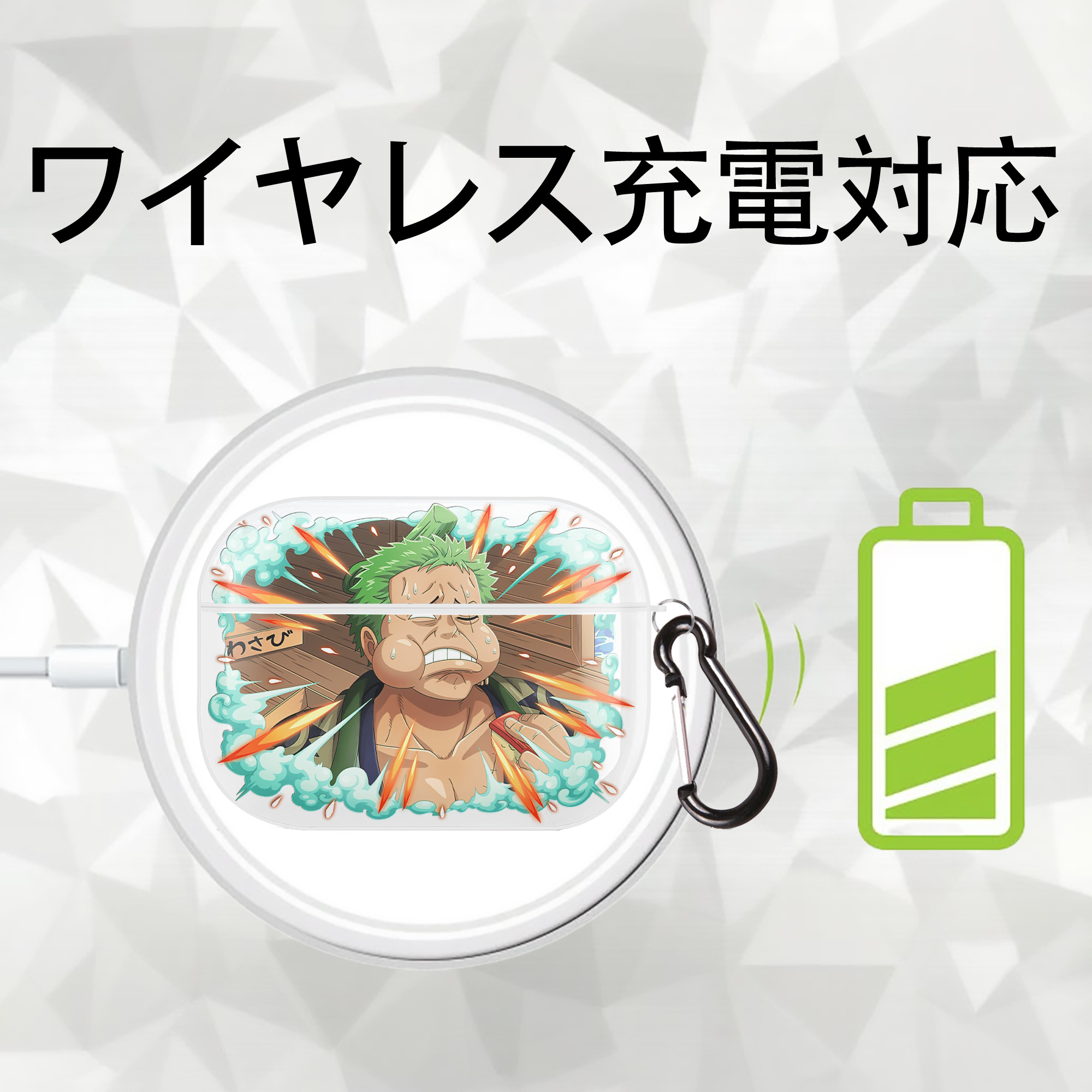 ワンピース ロロノア・ゾロ ONE PIECE Roronoa Zoro 【AirPods Pro用】ハードシェル保護ケース 耐衝撃・防指紋・カラビナ付き商品仕様