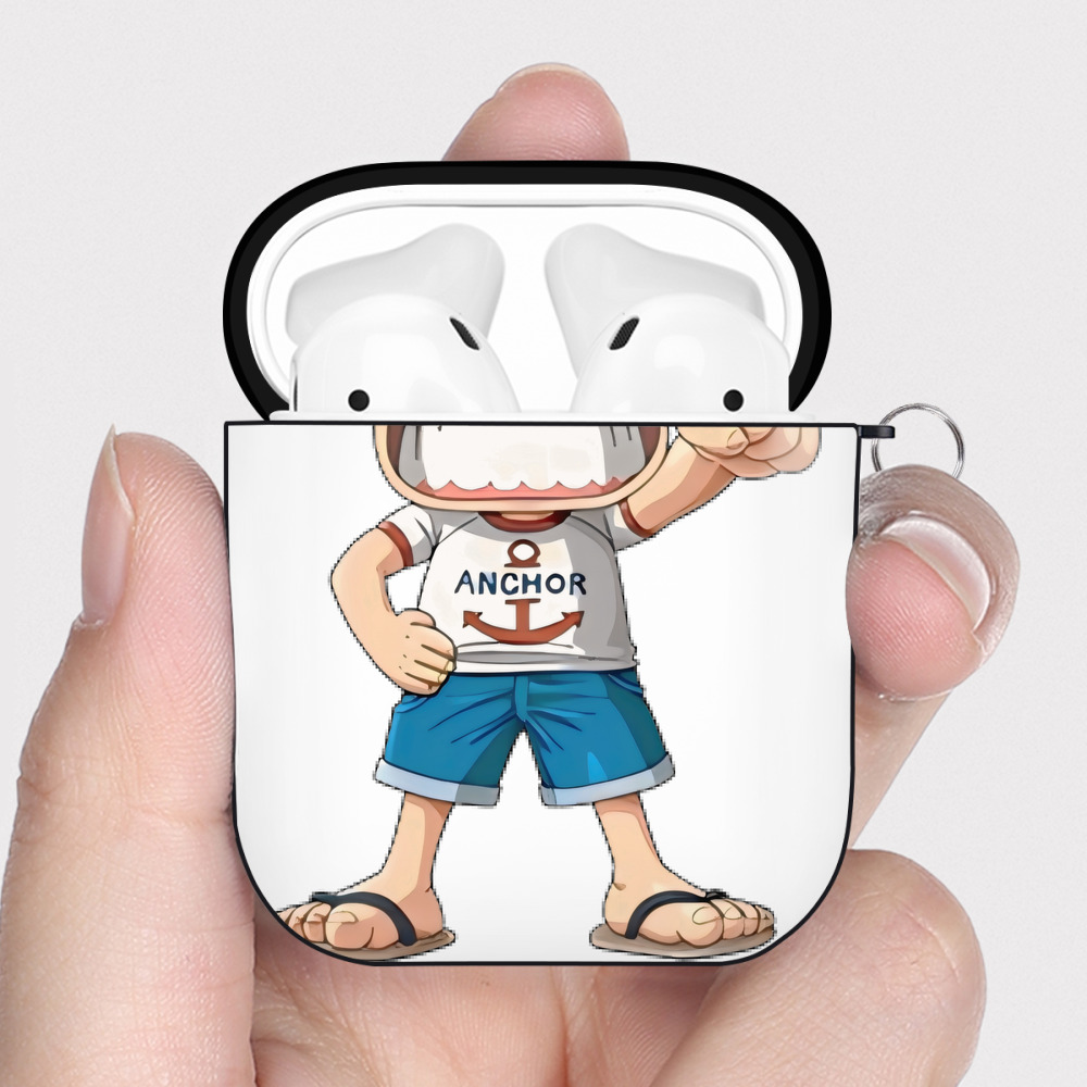 ワンピース モンキー・D・ルフィ ONE PIECE Monkey D. Luffy AirPods 第2世代保護ケース ハードシェル ブラック 耐衝撃・防指紋・カラビナ付き