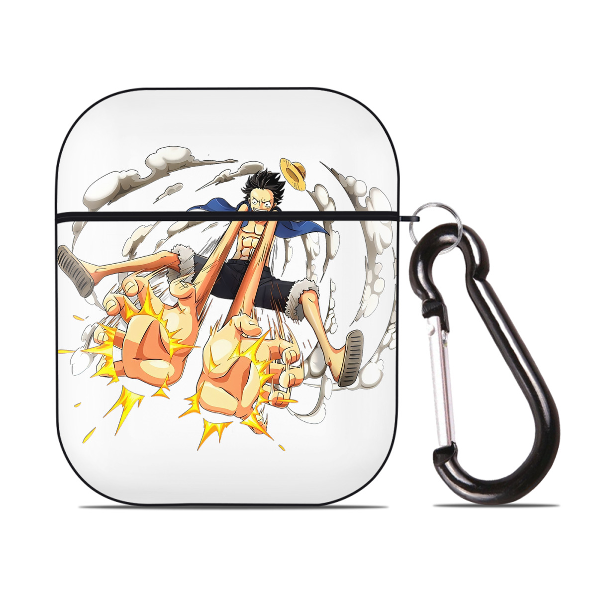 ワンピース モンキー・D・ルフィ ONE PIECE Monkey D. Luffy AirPods 第2世代保護ケース ハードシェル ブラック 耐衝撃・防指紋・カラビナ付き