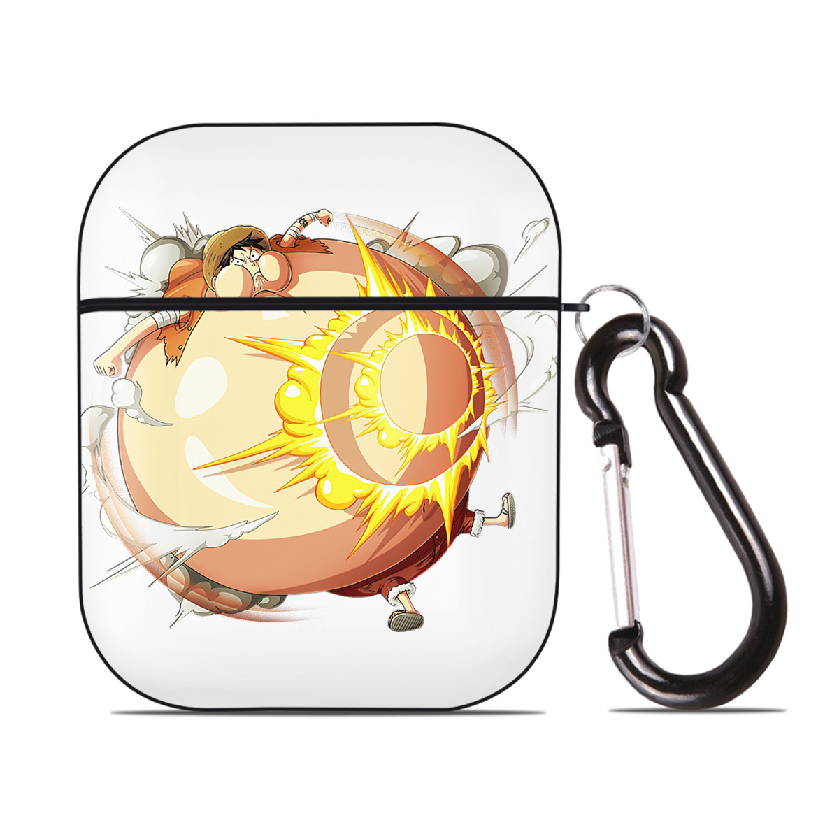 ワンピース モンキー・D・ルフィ ONE PIECE Monkey D. Luffy AirPods 第2世代保護ケース ハードシェル ブラック 耐衝撃・防指紋・カラビナ付き