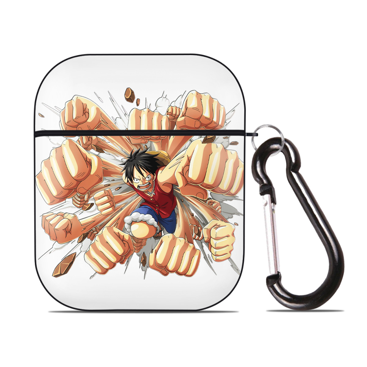 ワンピース モンキー・D・ルフィ ONE PIECE Monkey D. Luffy AirPods 第2世代保護ケース ハードシェル ブラック 耐衝撃・防指紋・カラビナ付き