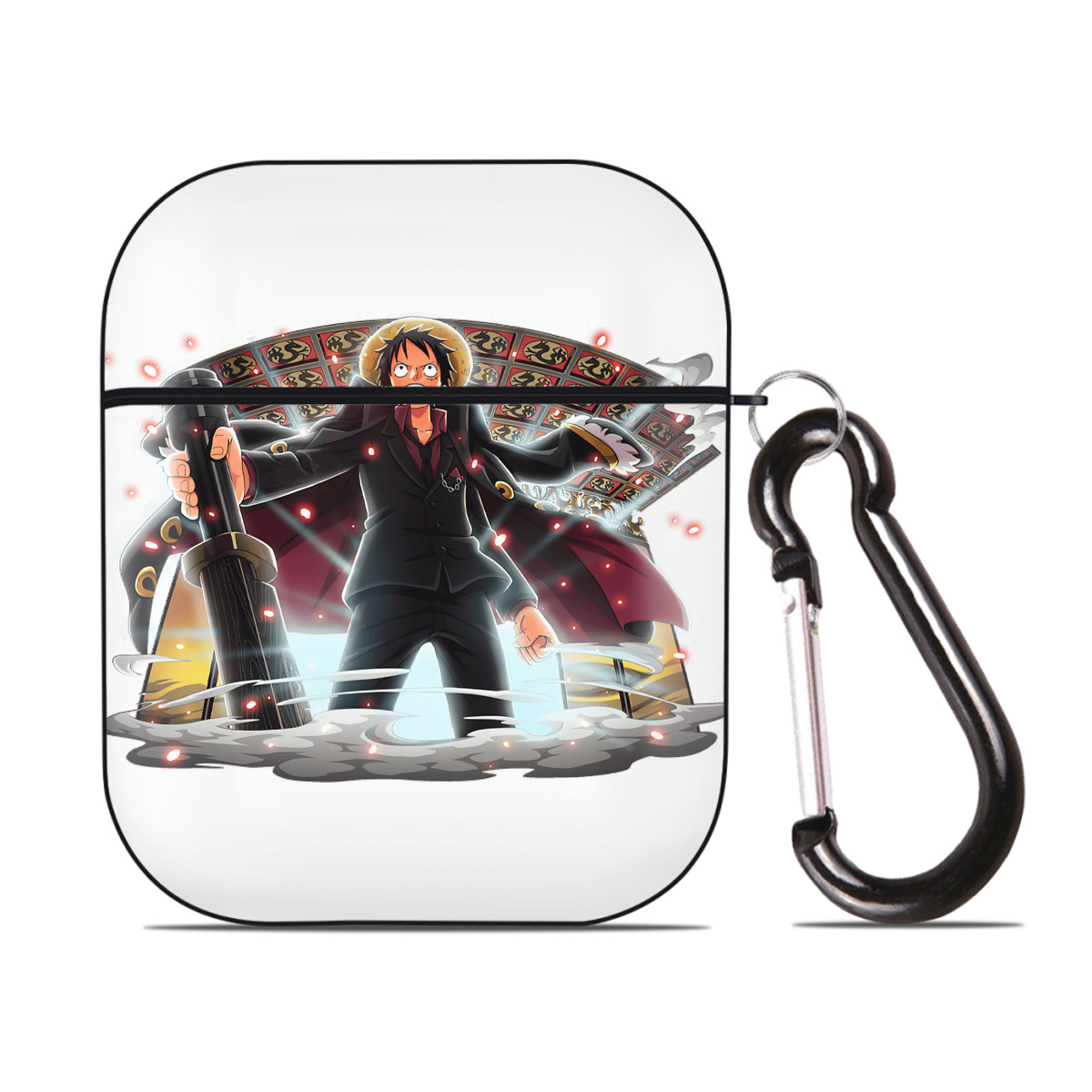 ワンピース モンキー・D・ルフィ ONE PIECE Monkey D. Luffy AirPods 第2世代保護ケース ハードシェル ブラック 耐衝撃・防指紋・カラビナ付き