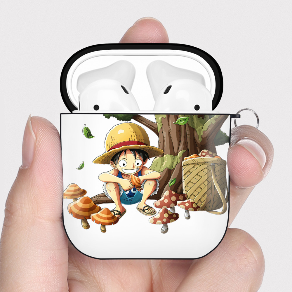 ワンピース モンキー・D・ルフィ ONE PIECE Monkey D. Luffy AirPods 第2世代保護ケース ハードシェル ブラック 耐衝撃・防指紋・カラビナ付き