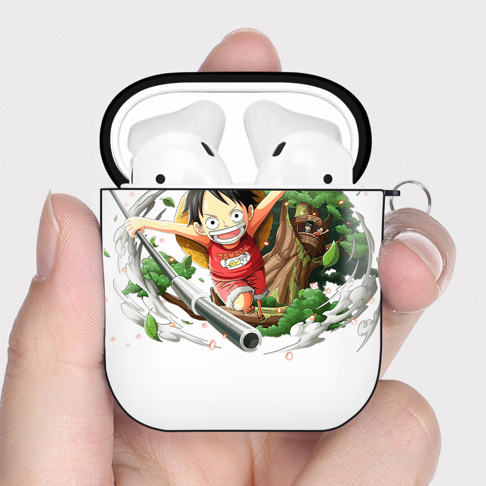 ワンピース モンキー・D・ルフィ ONE PIECE Monkey D. Luffy AirPods 第2世代保護ケース ハードシェル ブラック 耐衝撃・防指紋・カラビナ付き