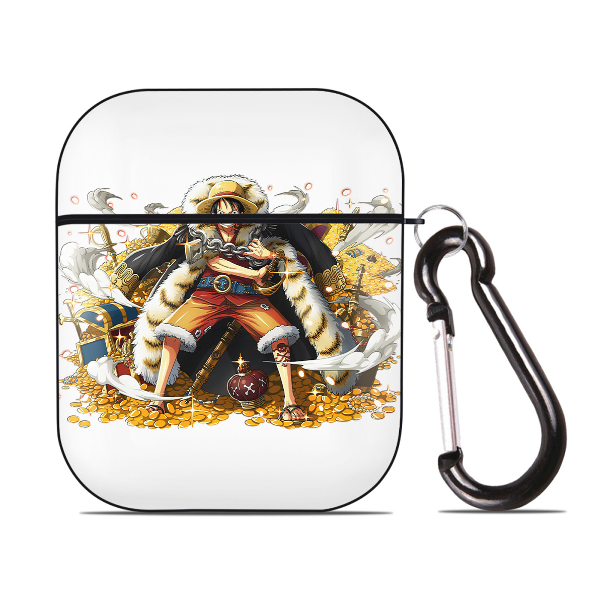 ワンピース モンキー・D・ルフィ ONE PIECE Monkey D. Luffy AirPods 第2世代保護ケース ハードシェル ブラック 耐衝撃・防指紋・カラビナ付き