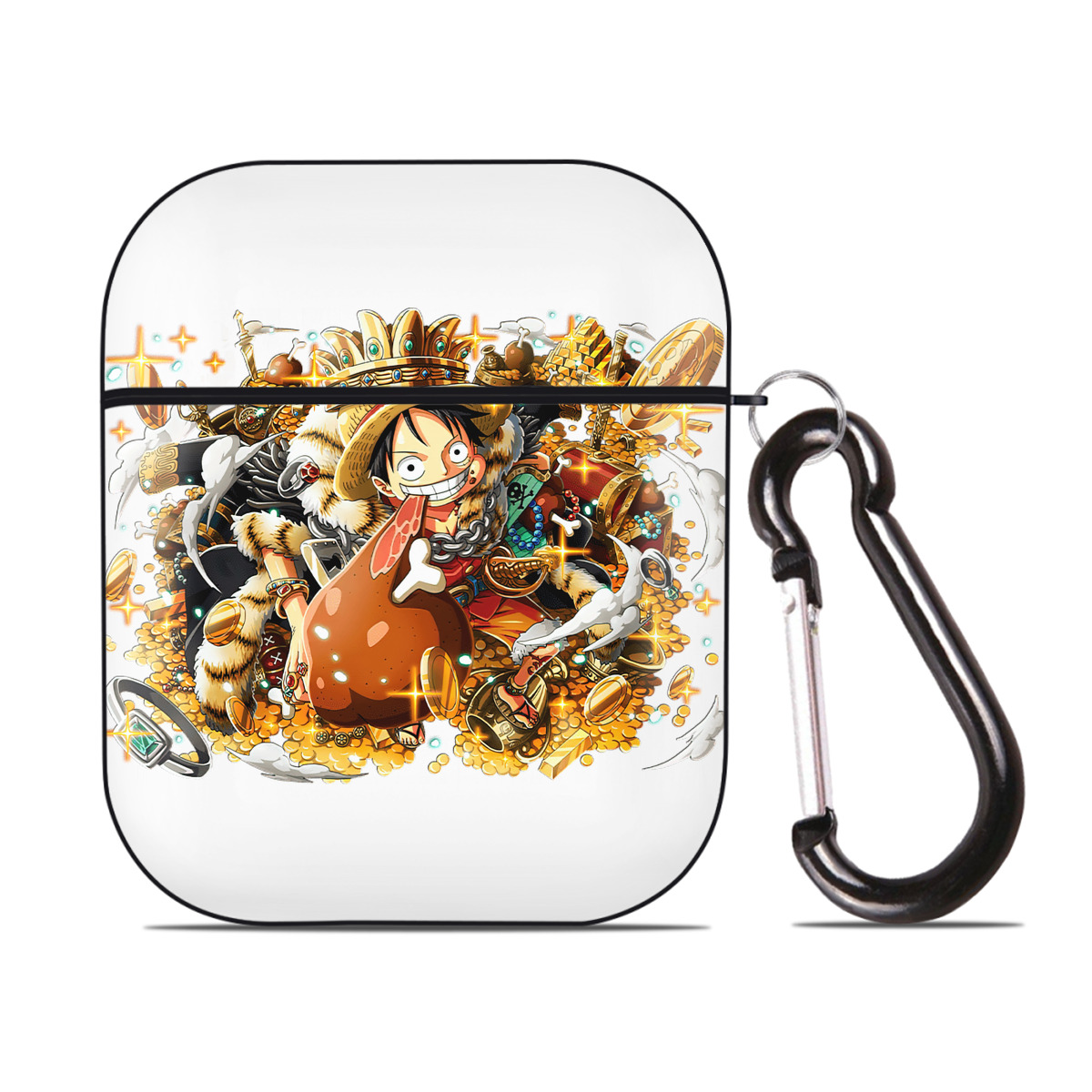 ワンピース モンキー・D・ルフィ ONE PIECE Monkey D. Luffy AirPods 第2世代保護ケース ハードシェル ブラック 耐衝撃・防指紋・カラビナ付き