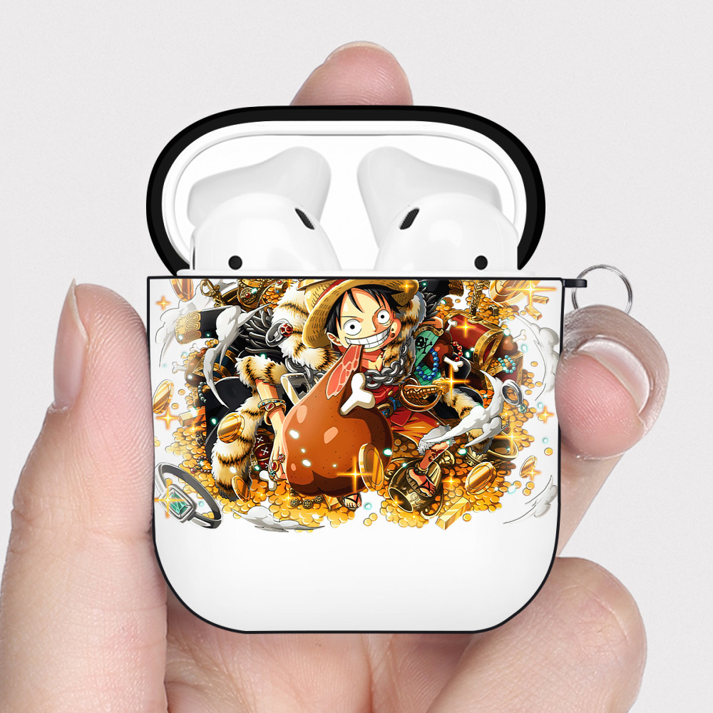 ワンピース モンキー・D・ルフィ ONE PIECE Monkey D. Luffy AirPods 第2世代保護ケース ハードシェル ブラック 耐衝撃・防指紋・カラビナ付き
