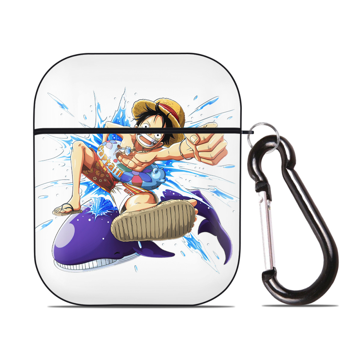 ワンピース モンキー・D・ルフィ ONE PIECE Monkey D. Luffy AirPods 第2世代保護ケース ハードシェル ブラック 耐衝撃・防指紋・カラビナ付き