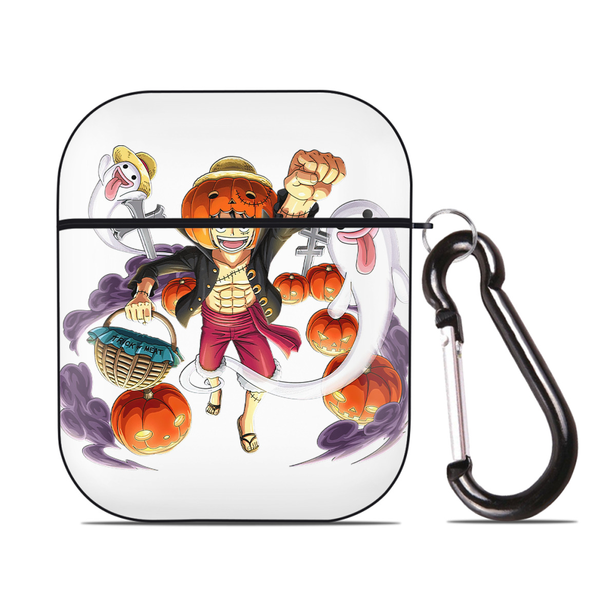ワンピース モンキー・D・ルフィ ONE PIECE Monkey D. Luffy AirPods 第2世代保護ケース ハードシェル ブラック 耐衝撃・防指紋・カラビナ付き