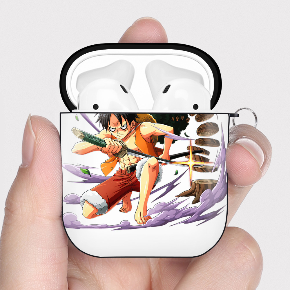 ワンピース モンキー・D・ルフィ ONE PIECE Monkey D. Luffy AirPods 第2世代保護ケース ハードシェル ブラック 耐衝撃・防指紋・カラビナ付き