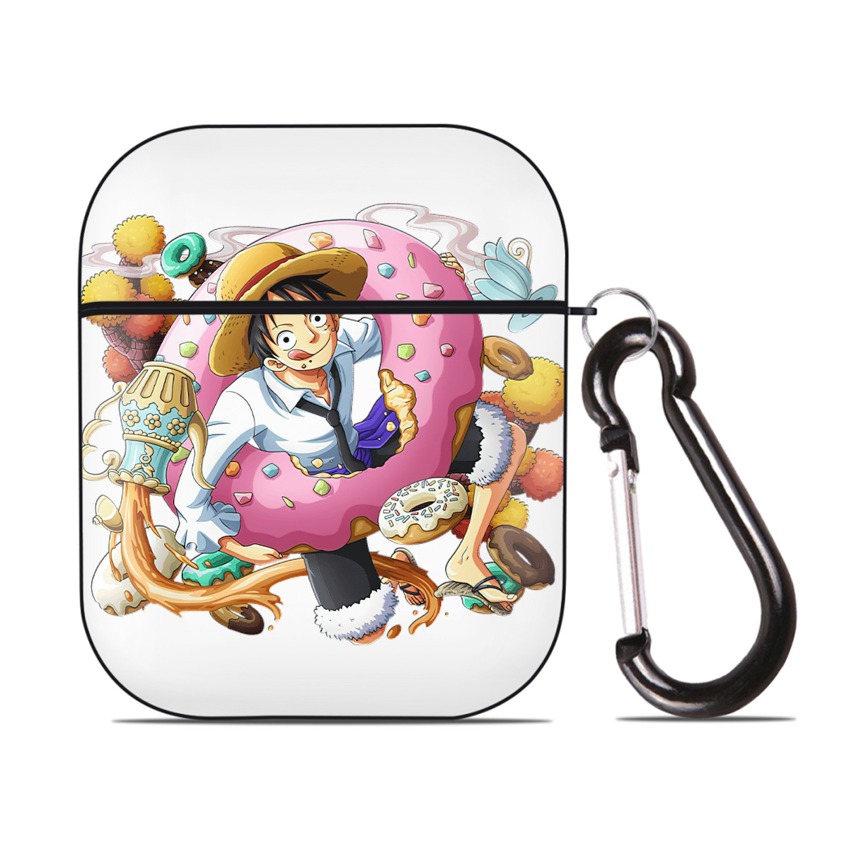 ワンピース モンキー・D・ルフィ ONE PIECE Monkey D. Luffy AirPods 第2世代保護ケース ハードシェル ブラック 耐衝撃・防指紋・カラビナ付き