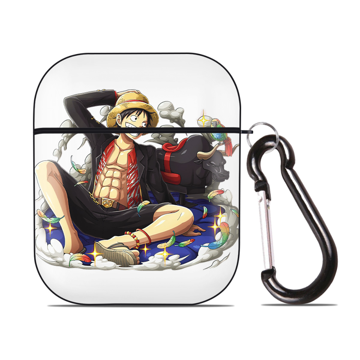 ワンピース モンキー・D・ルフィ ONE PIECE Monkey D. Luffy AirPods 第2世代保護ケース ハードシェル ブラック 耐衝撃・防指紋・カラビナ付き