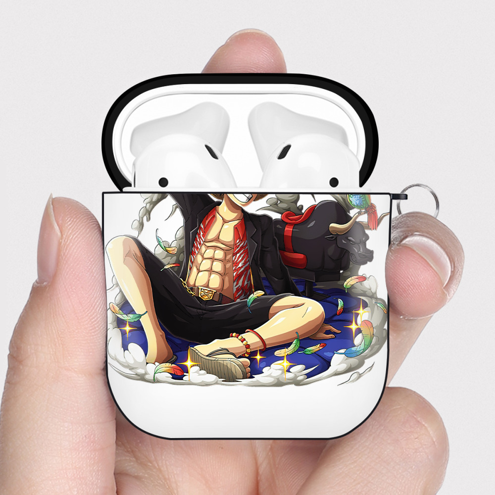 ワンピース モンキー・D・ルフィ ONE PIECE Monkey D. Luffy AirPods 第2世代保護ケース ハードシェル ブラック 耐衝撃・防指紋・カラビナ付き