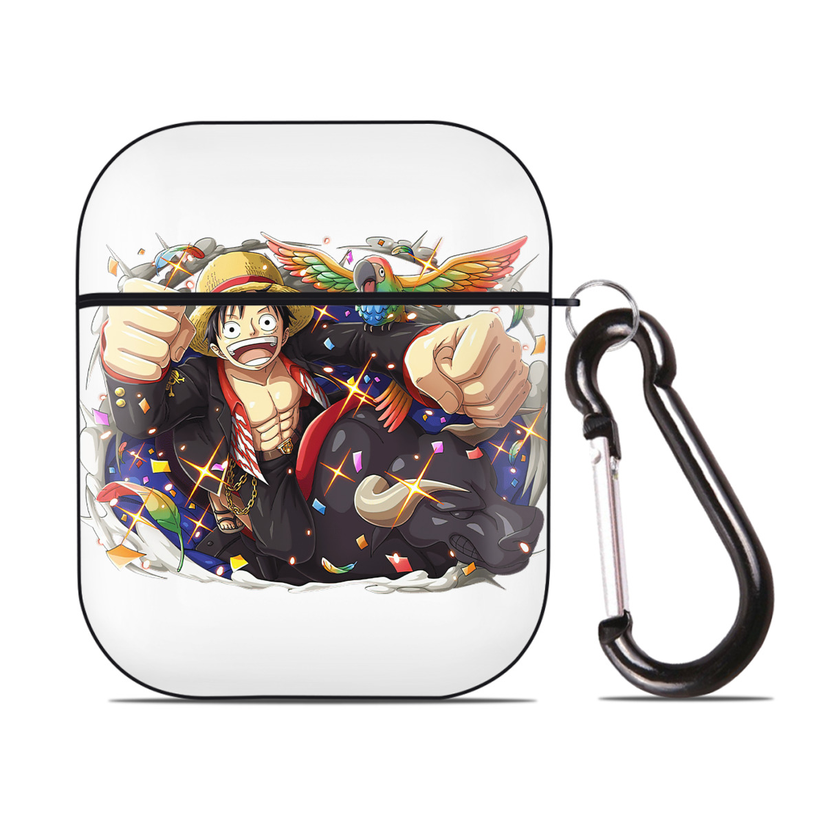 ワンピース モンキー・D・ルフィ ONE PIECE Monkey D. Luffy AirPods 第2世代保護ケース ハードシェル ブラック 耐衝撃・防指紋・カラビナ付き