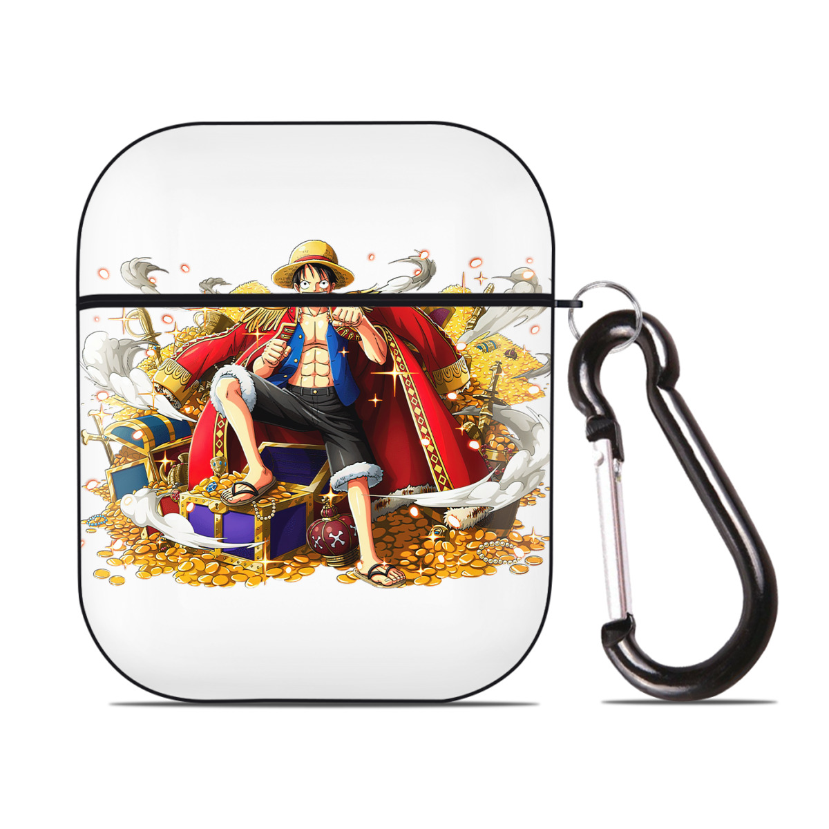 ワンピース モンキー・D・ルフィ ONE PIECE Monkey D. Luffy AirPods 第2世代保護ケース ハードシェル ブラック 耐衝撃・防指紋・カラビナ付き