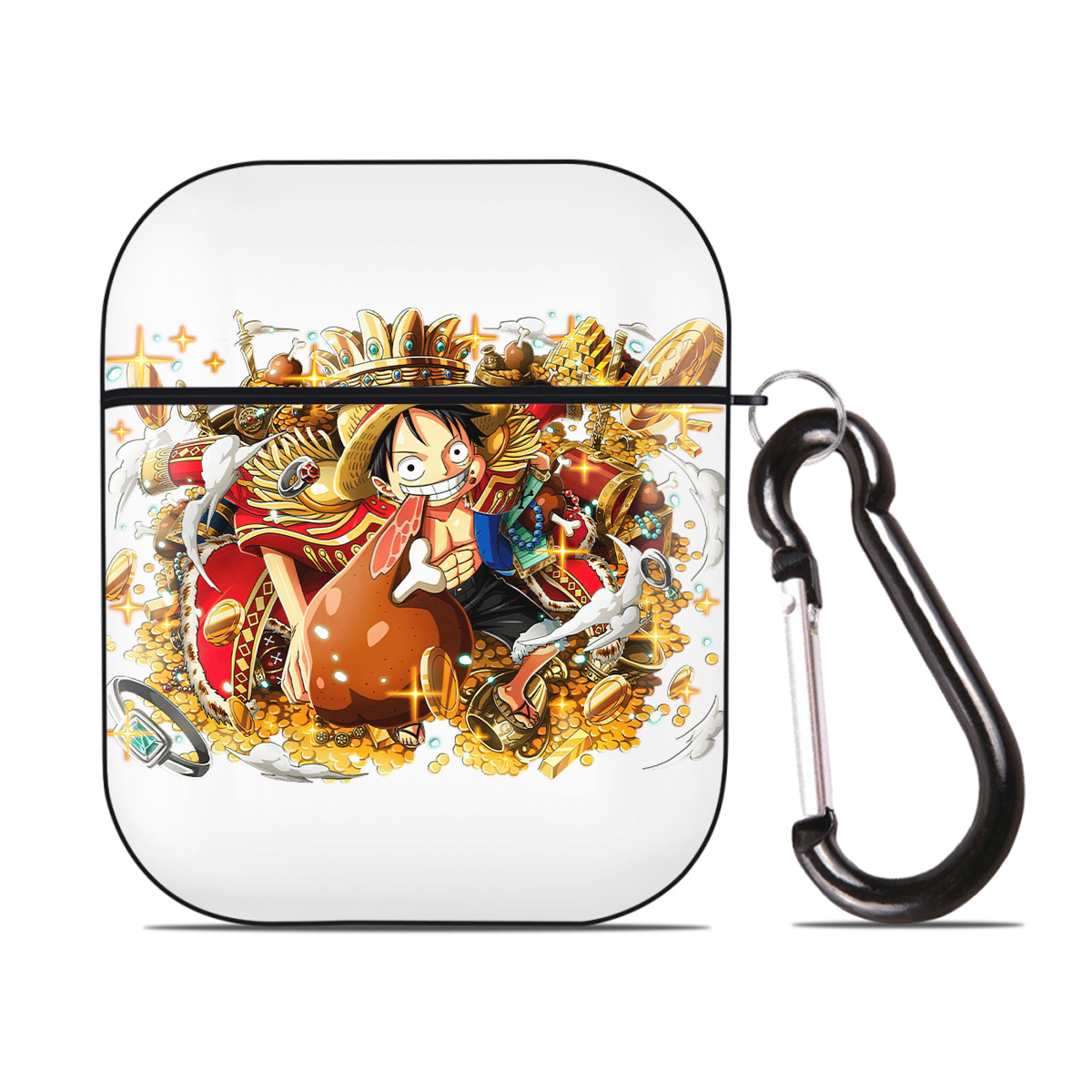 ワンピース モンキー・D・ルフィ ONE PIECE Monkey D. Luffy AirPods 第2世代保護ケース ハードシェル ブラック 耐衝撃・防指紋・カラビナ付き
