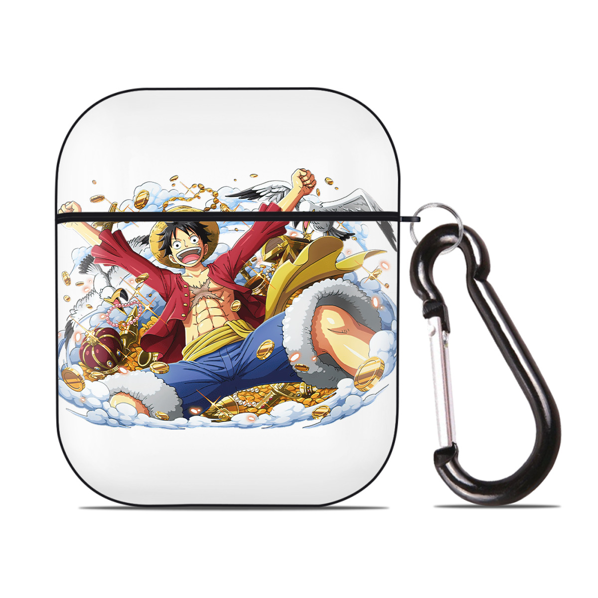 ワンピース モンキー・D・ルフィ ONE PIECE Monkey D. Luffy AirPods 第2世代保護ケース ハードシェル ブラック 耐衝撃・防指紋・カラビナ付き