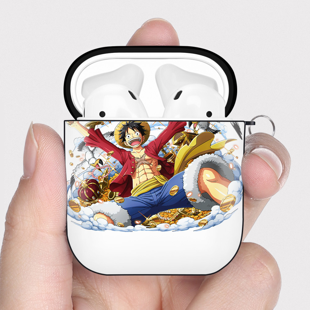 ワンピース モンキー・D・ルフィ ONE PIECE Monkey D. Luffy AirPods 第2世代保護ケース ハードシェル ブラック 耐衝撃・防指紋・カラビナ付き