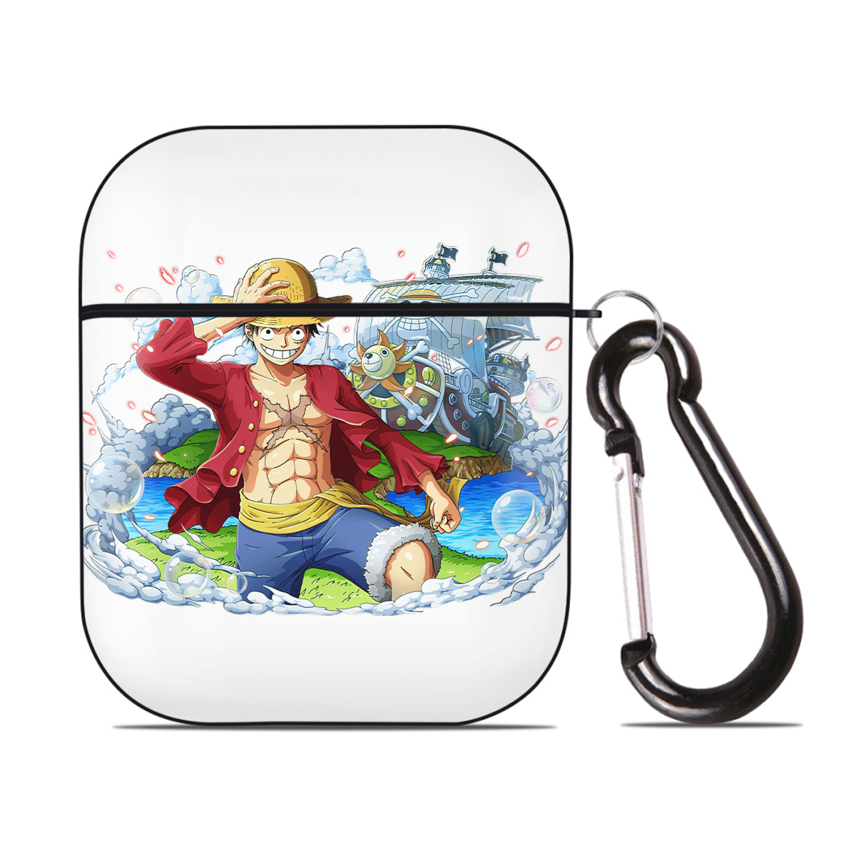 ワンピース モンキー・D・ルフィ ONE PIECE Monkey D. Luffy AirPods 第2世代保護ケース ハードシェル ブラック 耐衝撃・防指紋・カラビナ付き