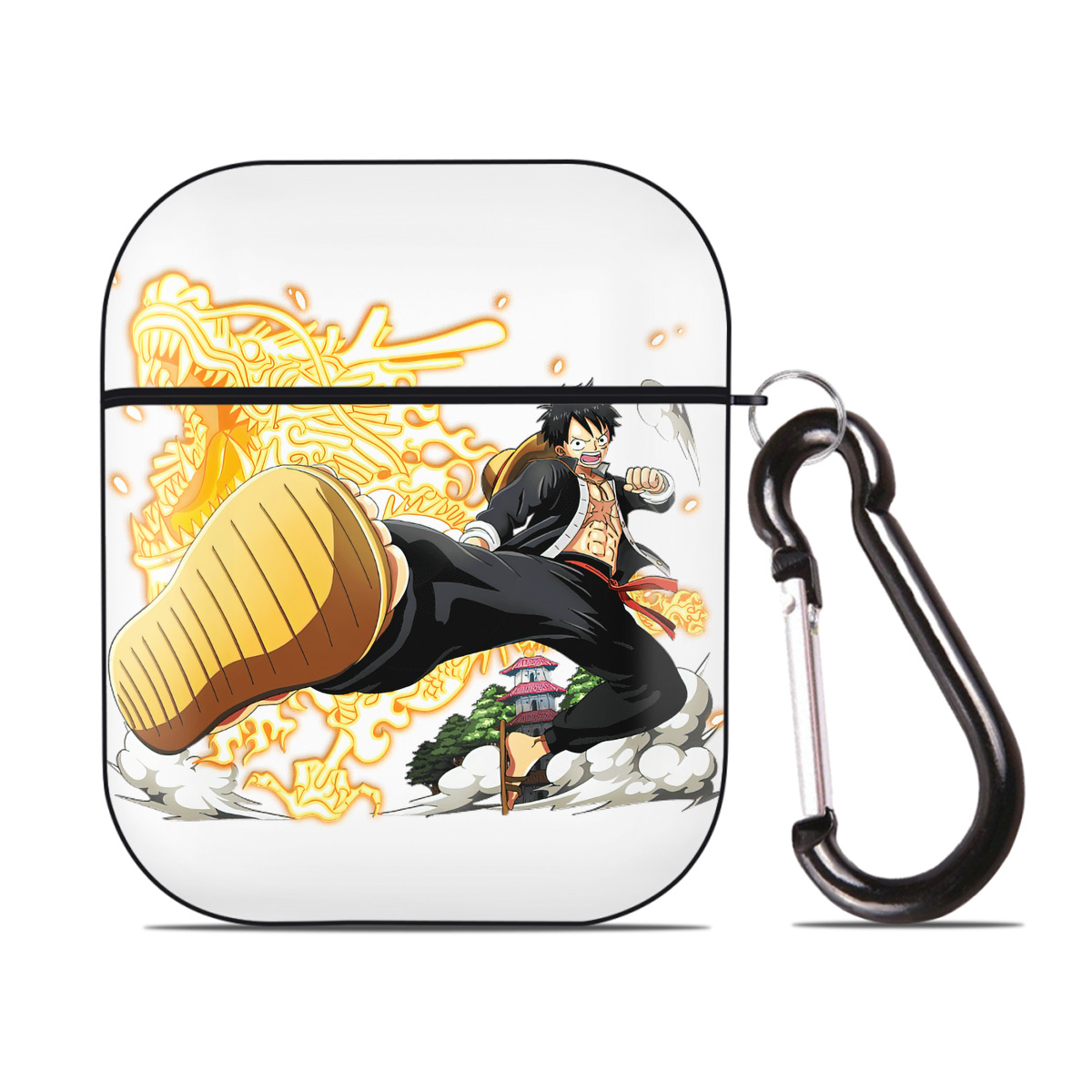 ワンピース モンキー・D・ルフィ ONE PIECE Monkey D. Luffy AirPods 第2世代保護ケース ハードシェル ブラック 耐衝撃・防指紋・カラビナ付き