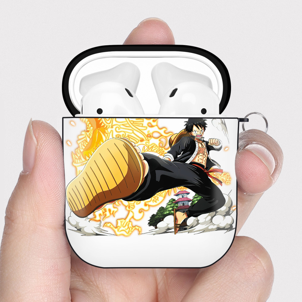 ワンピース モンキー・D・ルフィ ONE PIECE Monkey D. Luffy AirPods 第2世代保護ケース ハードシェル ブラック 耐衝撃・防指紋・カラビナ付き