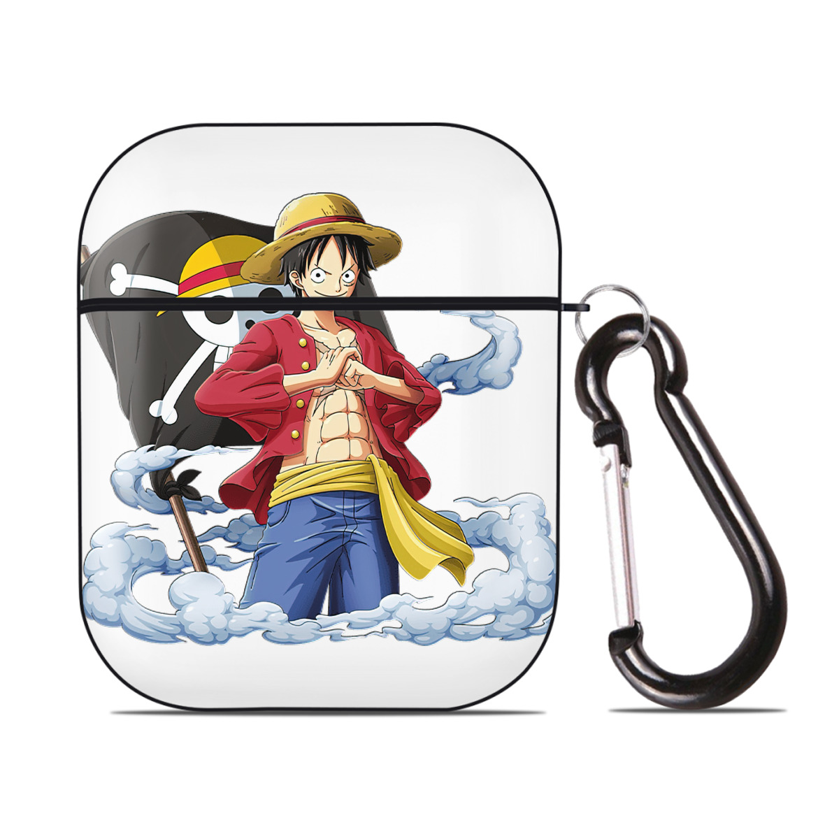 ワンピース モンキー・D・ルフィ ONE PIECE Monkey D. Luffy AirPods 第2世代保護ケース ハードシェル ブラック 耐衝撃・防指紋・カラビナ付き