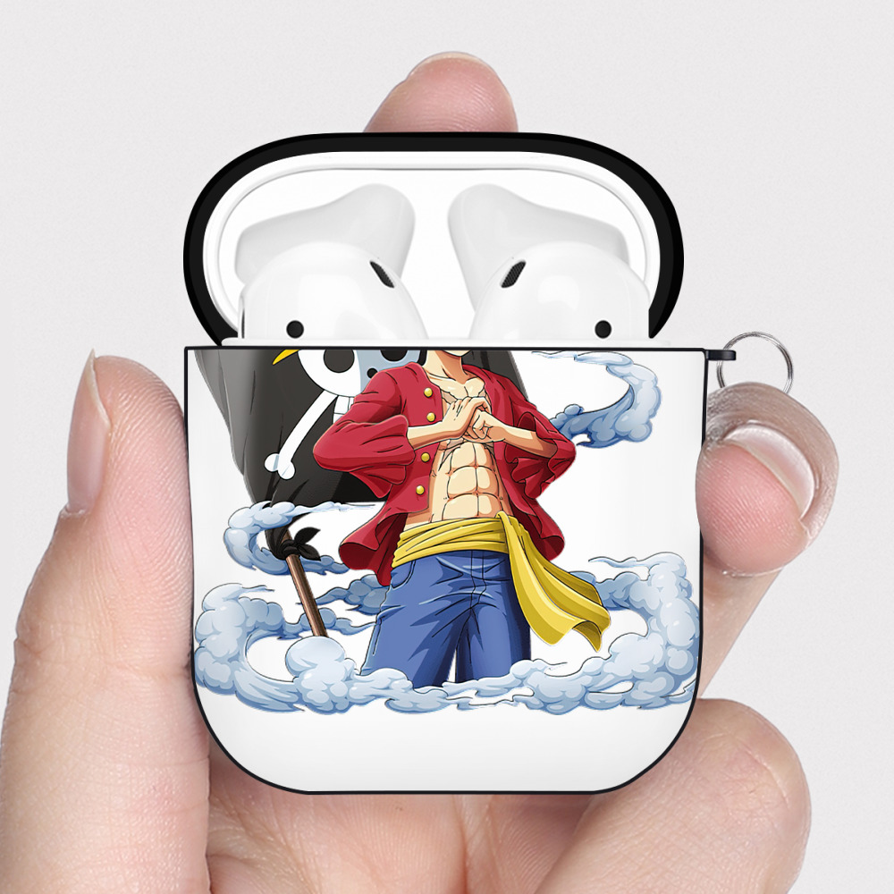 ワンピース モンキー・D・ルフィ ONE PIECE Monkey D. Luffy AirPods 第2世代保護ケース ハードシェル ブラック 耐衝撃・防指紋・カラビナ付き
