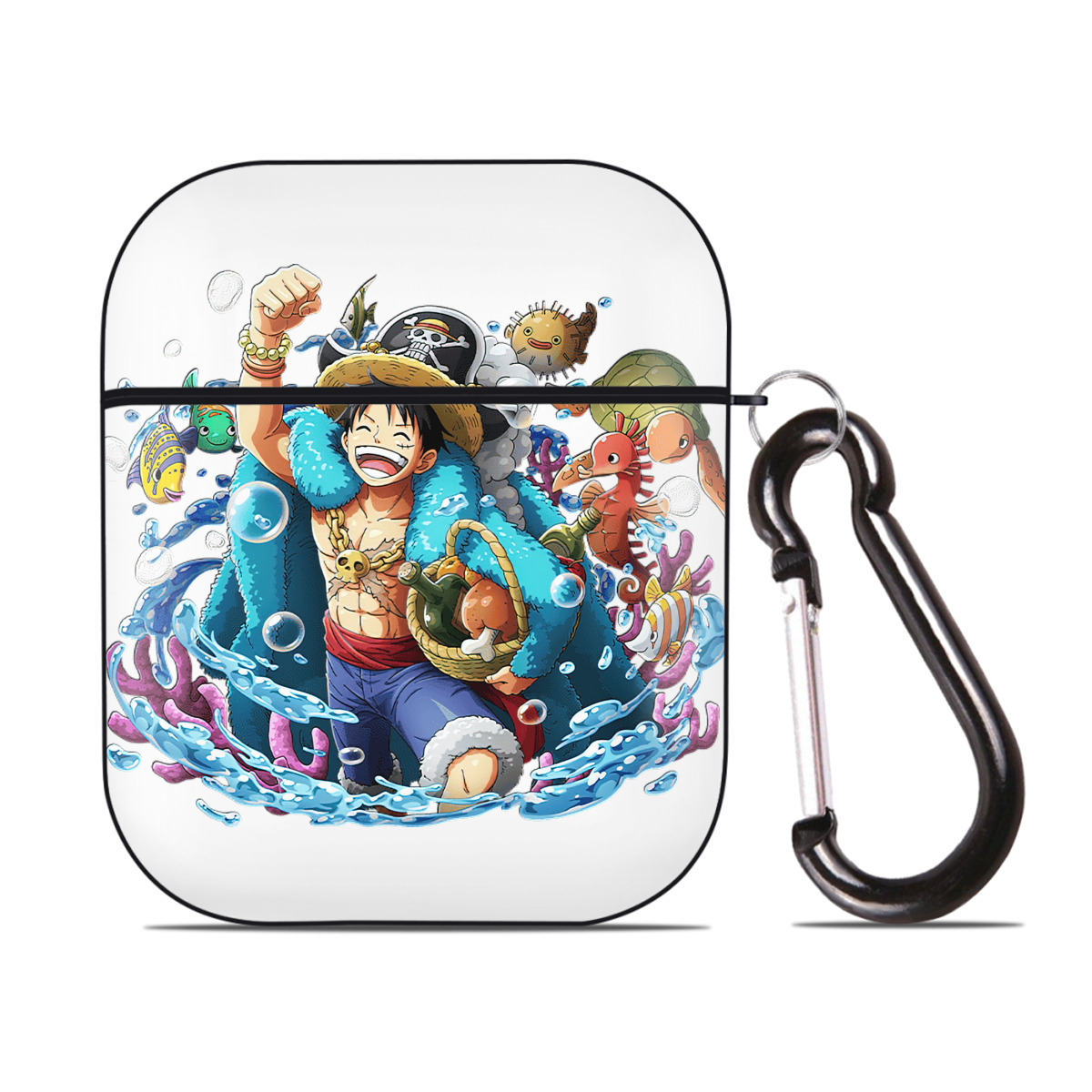 ワンピース モンキー・D・ルフィ ONE PIECE Monkey D. Luffy AirPods 第2世代保護ケース ハードシェル ブラック 耐衝撃・防指紋・カラビナ付き