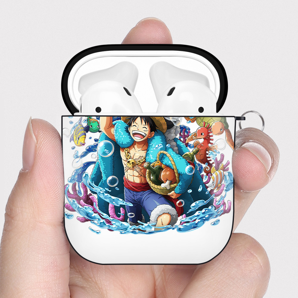 ワンピース モンキー・D・ルフィ ONE PIECE Monkey D. Luffy AirPods 第2世代保護ケース ハードシェル ブラック 耐衝撃・防指紋・カラビナ付き