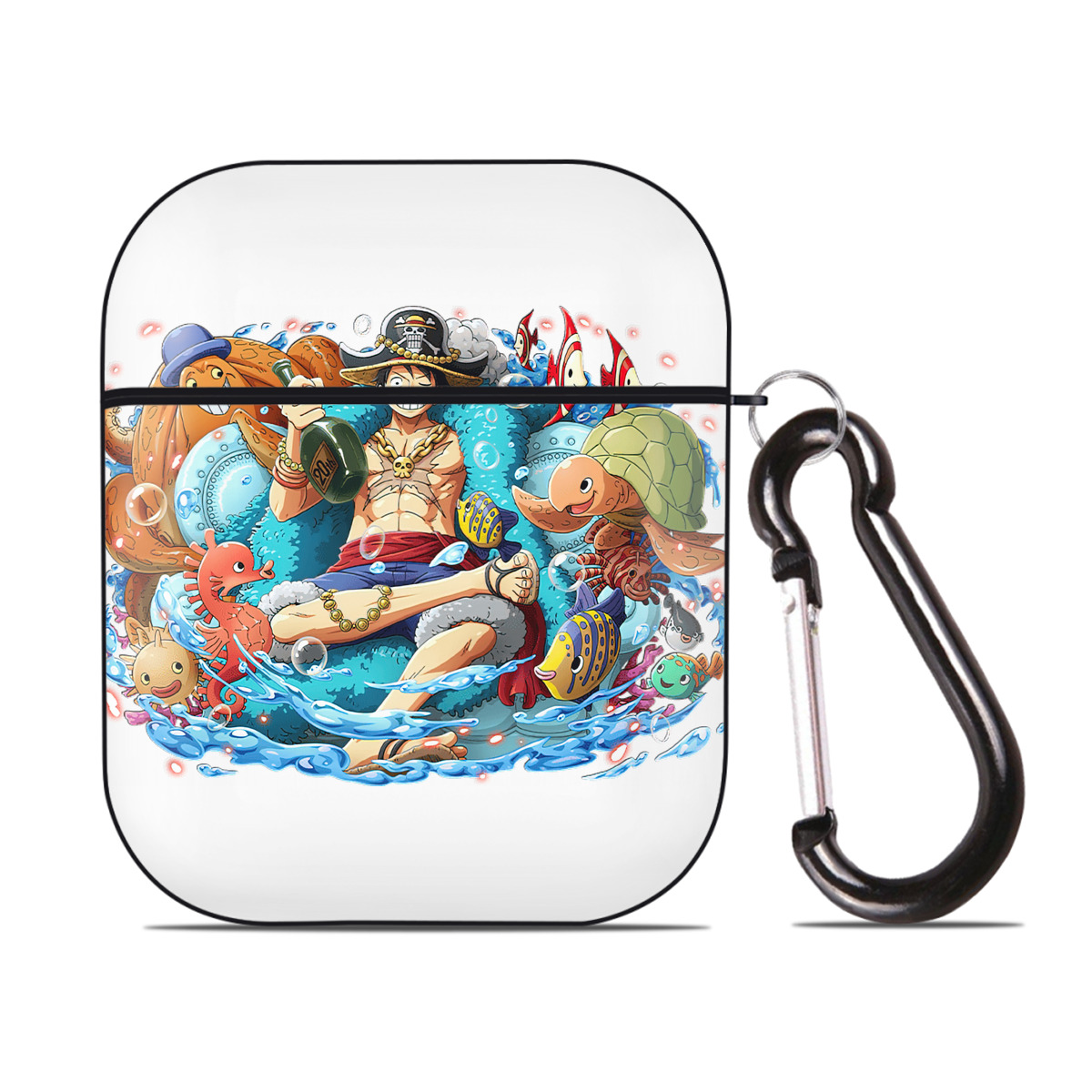 ワンピース モンキー・D・ルフィ ONE PIECE Monkey D. Luffy AirPods 第2世代保護ケース ハードシェル ブラック 耐衝撃・防指紋・カラビナ付き