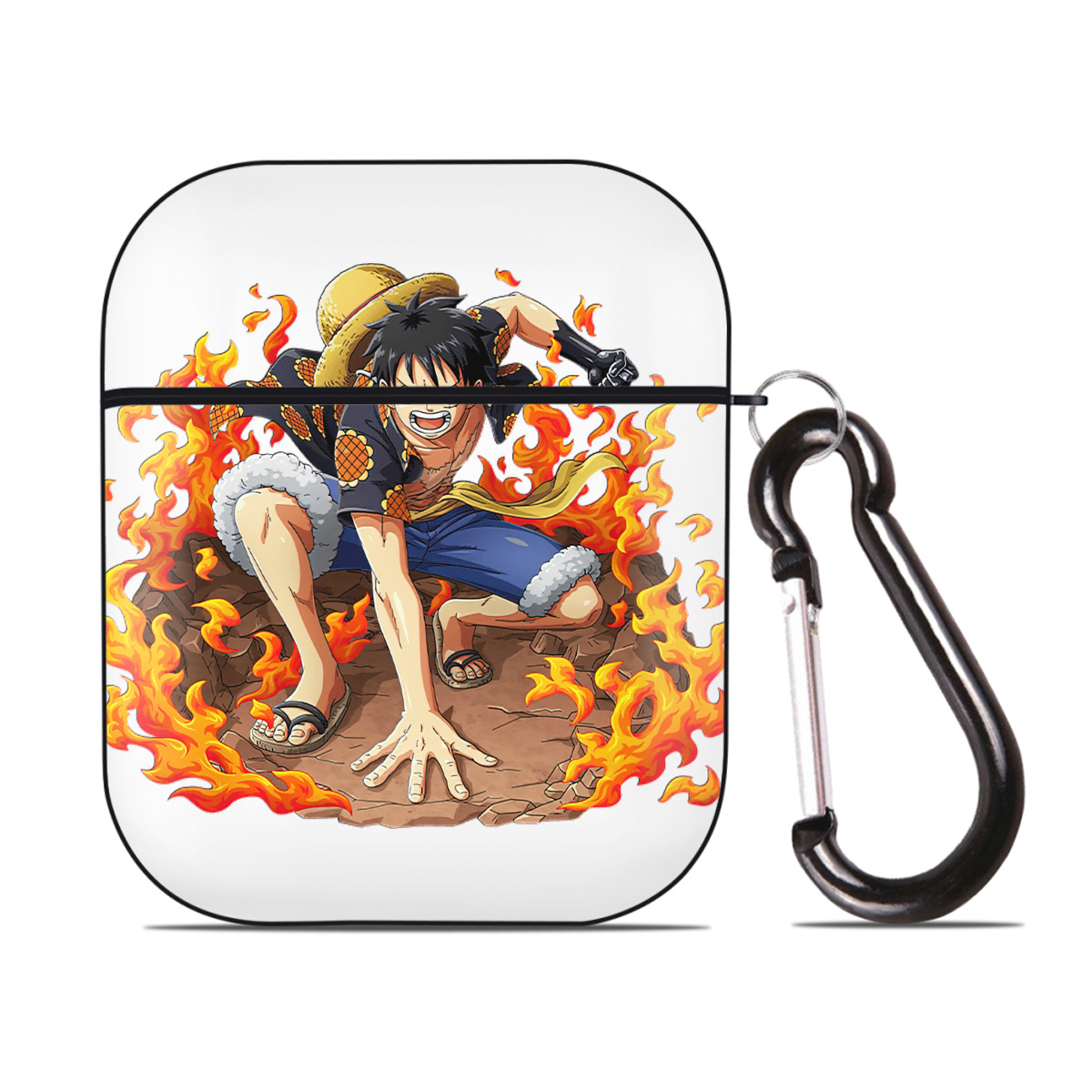 ワンピース モンキー・D・ルフィ ONE PIECE Monkey D. Luffy AirPods 第2世代保護ケース ハードシェル ブラック 耐衝撃・防指紋・カラビナ付き