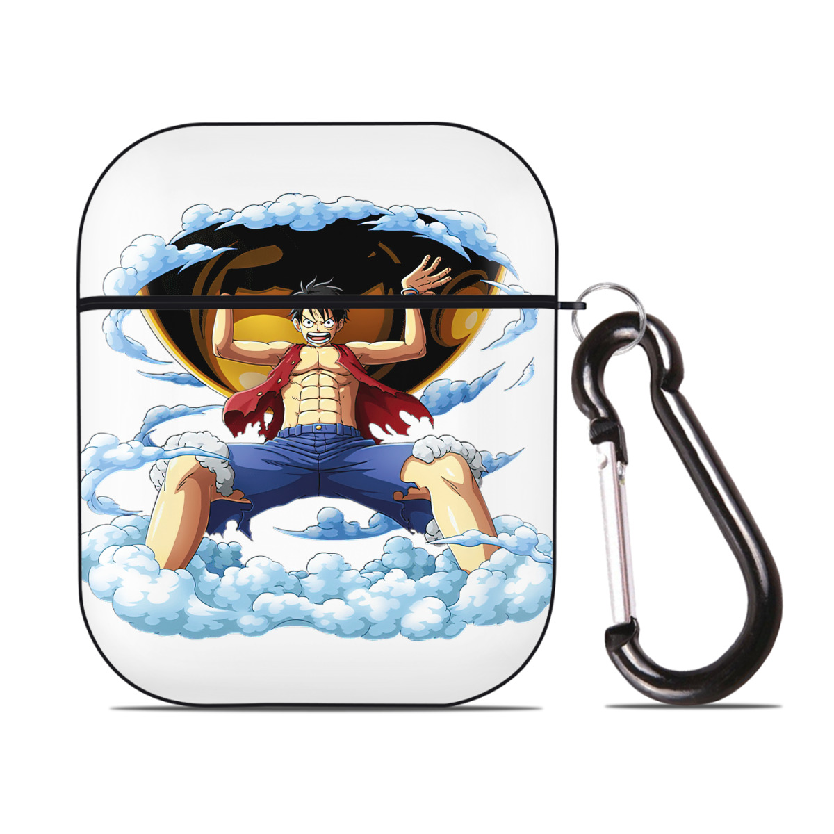 ワンピース モンキー・D・ルフィ ONE PIECE Monkey D. Luffy AirPods 第2世代保護ケース ハードシェル ブラック 耐衝撃・防指紋・カラビナ付き