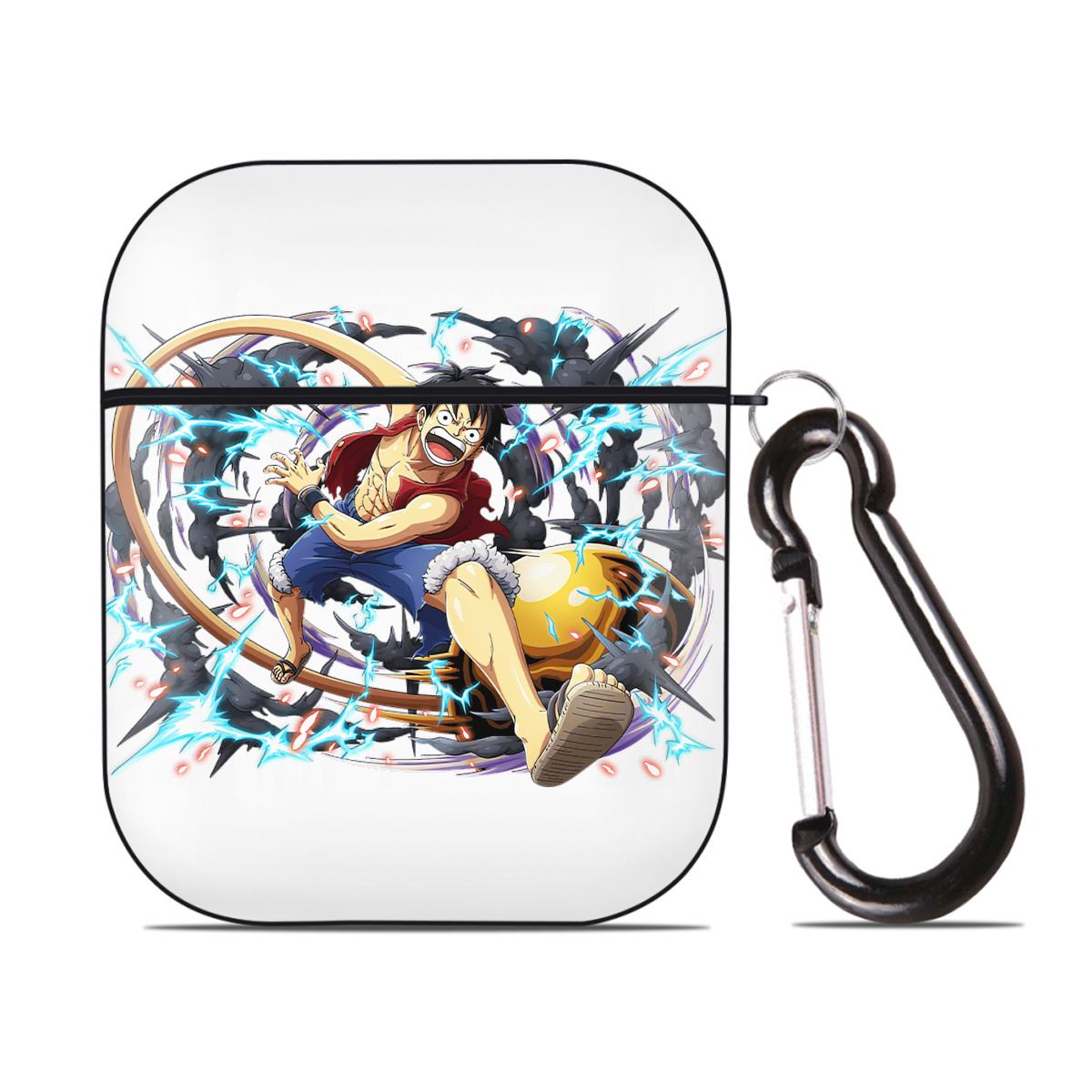 ワンピース モンキー・D・ルフィ ONE PIECE Monkey D. Luffy AirPods 第2世代保護ケース ハードシェル ブラック 耐衝撃・防指紋・カラビナ付き