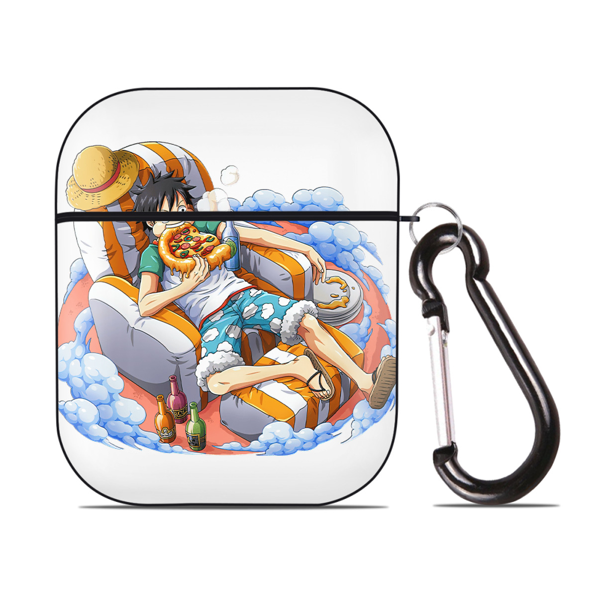 ワンピース モンキー・D・ルフィ ONE PIECE Monkey D. Luffy AirPods 第2世代保護ケース ハードシェル ブラック 耐衝撃・防指紋・カラビナ付き