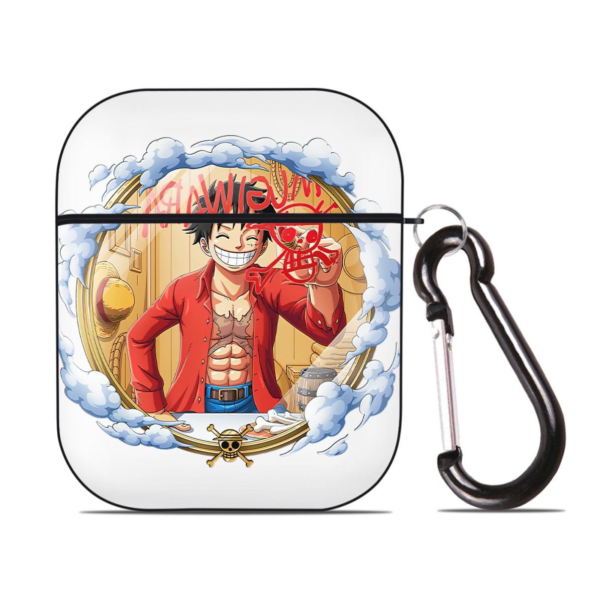 ワンピース モンキー・D・ルフィ ONE PIECE Monkey D. Luffy AirPods 第2世代保護ケース ハードシェル ブラック 耐衝撃・防指紋・カラビナ付き