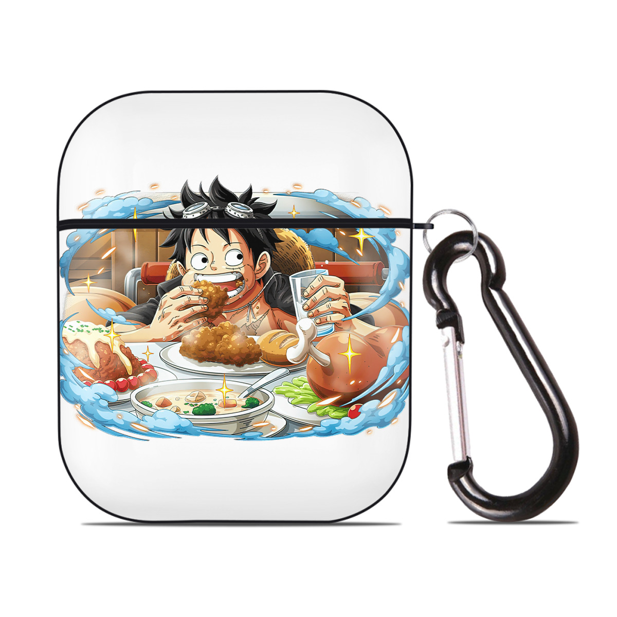 ワンピース モンキー・D・ルフィ ONE PIECE Monkey D. Luffy AirPods 第2世代保護ケース ハードシェル ブラック 耐衝撃・防指紋・カラビナ付き