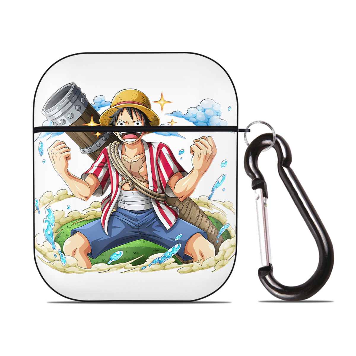 ワンピース モンキー・D・ルフィ ONE PIECE Monkey D. Luffy AirPods 第2世代保護ケース ハードシェル ブラック 耐衝撃・防指紋・カラビナ付き