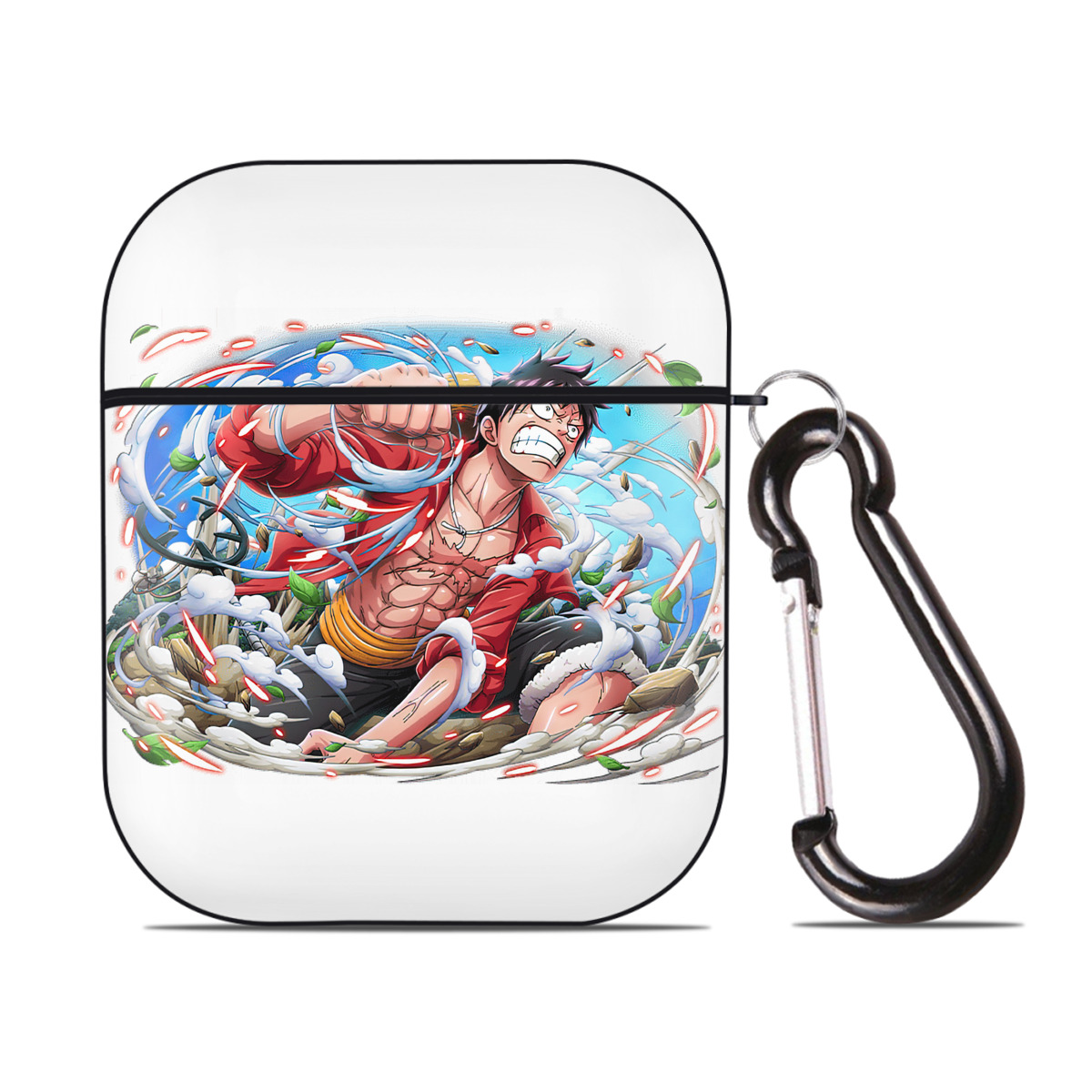 ワンピース モンキー・D・ルフィ ONE PIECE Monkey D. Luffy AirPods 第2世代保護ケース ハードシェル ブラック 耐衝撃・防指紋・カラビナ付き