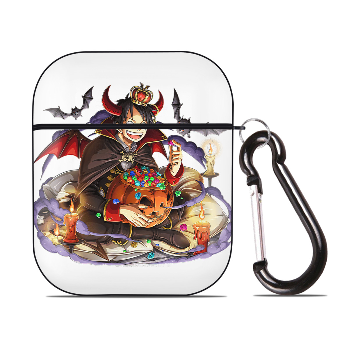 （画像用） ワンピース モンキー・D・ルフィ ONE PIECE Monkey D. Luffy AirPods 第2世代保護ケース ハードシェル ブラック 耐衝撃・防指紋・カラビナ付き
